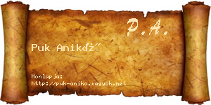 Puk Anikó névjegykártya